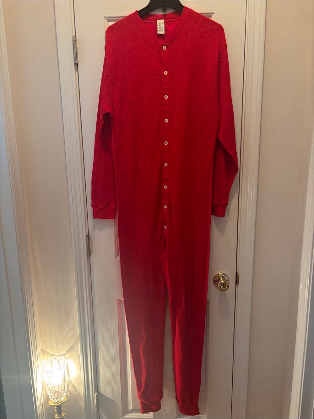GAP Adult Bright Red Thermal Button-Front One-Piece Pajama
